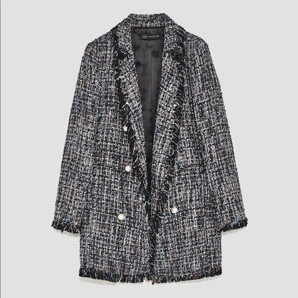 Zara Jackets & Blazers - EUC Zara Woman tweed pearl accent coat (L)